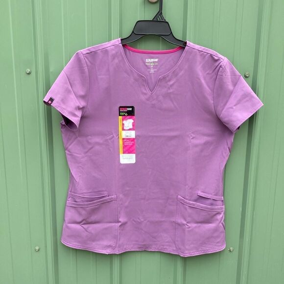 Fashion V-Neck Shirt Sleeve Scrub Top Size L - Picture 1 of 6